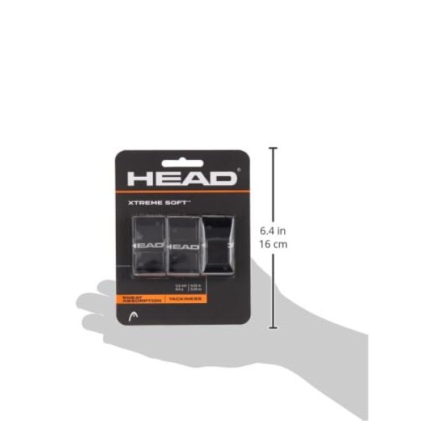HEAD Xtreme Soft Racquet Overgrip - Tennis Racket Grip Tape - 3-Pack, Black - Image 3