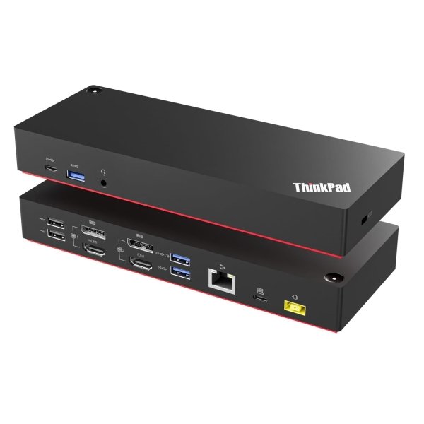 ThinkPad 40AF0135 Hybrid Universal USB-C with USB-A Adapter Docking Station for Lenovo Laptops, Dual Monitor, Comes with ITSPWR 4K HDMI Cable + DP Cable + Cleaning Cloth - Image 1