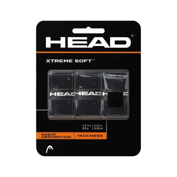 HEAD Xtreme Soft Racquet Overgrip - Tennis Racket Grip Tape - 3-Pack, Black - Image 1