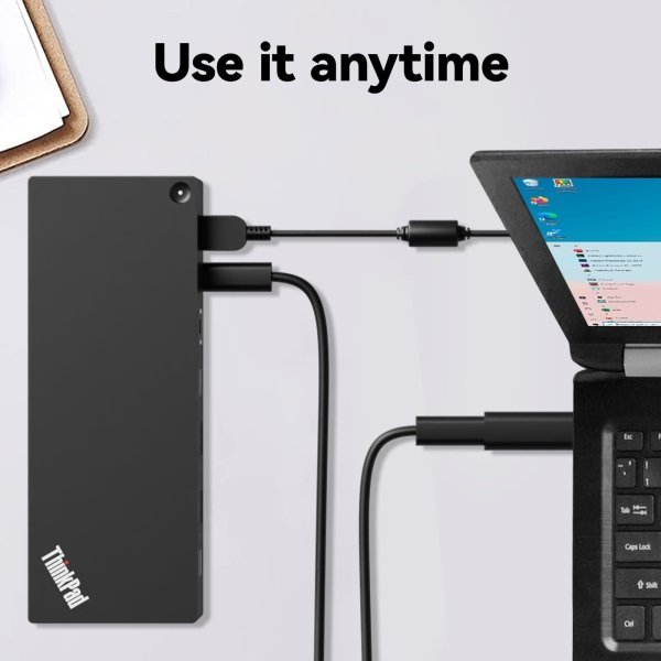 ThinkPad 40AF0135 Hybrid Universal USB-C with USB-A Adapter Docking Station for Lenovo Laptops, Dual Monitor, Comes with ITSPWR 4K HDMI Cable + DP Cable + Cleaning Cloth - Image 2