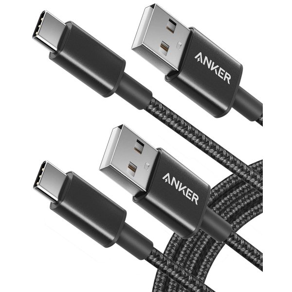 USB Type C Cable, Anker [2-Pack 6Ft] Premium Nylon USB-C to USB-A Fast Charging Type C Cable, for Samsung Galaxy S10 / S9 / S8 / Note 8, LG V20 / G5 / G6 and More(Black) - Image 1