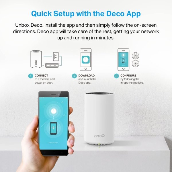 TP-Link Deco AXE5400 Tri-Band WiFi 6E Mesh System(Deco XE75 Pro) - 2.5G WAN/LAN Port, Covers up to 7200 Sq.Ft, Replaces WiFi Router and Extender, AI-Driven Mesh, New 6GHz Band, 3-Pack - Image 2