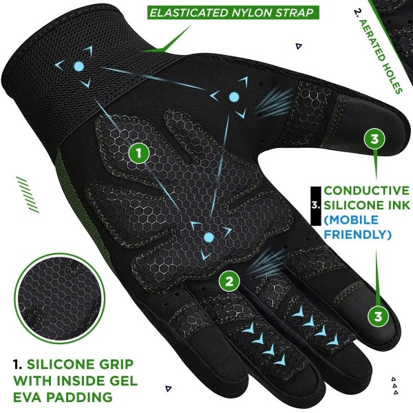 RDX Weight Lifting Gloves Gym Workout, Full Finger Touch Screen, Breathable Anti Slip Padded Palm, Fitness Strength - Image 7