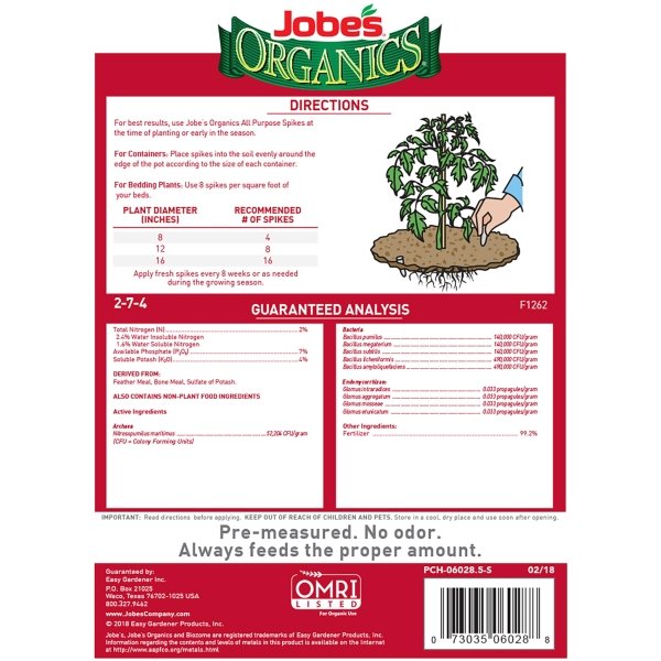 Jobe's Organics Vegetable & Tomato Fertilizer Spikes, 50 Spikes - Image 7