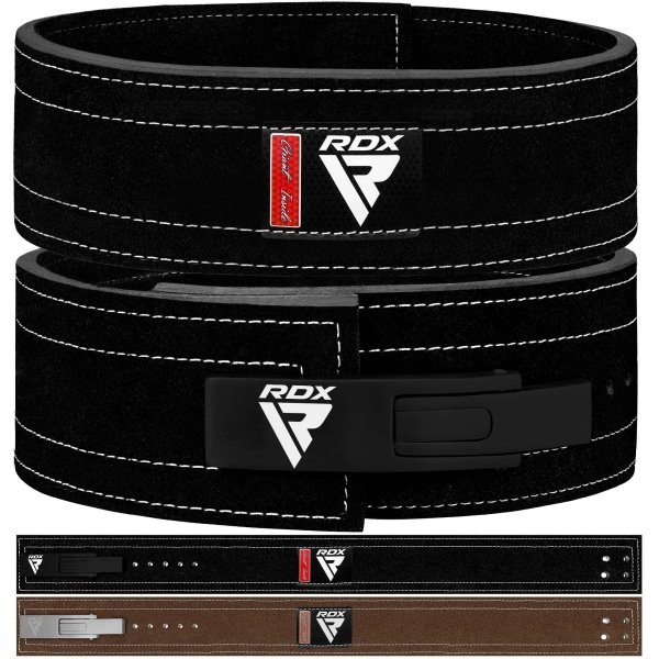 RDX Powerlifting Belt for Weight Lifting - Approved By IPL and USPA Lever Buckle Gym Training Belt 10mm Thick 4 inches Lumbar Back Support - Great for Strongman, Bodybuilding, Deadlifts & Squat - Image 1